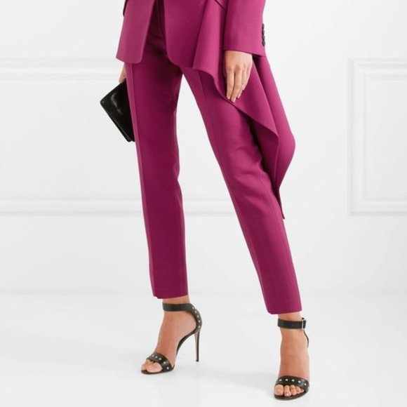 Alexander McQueen Pants - FUCHSIA WOOL-BLEND TROUSERS